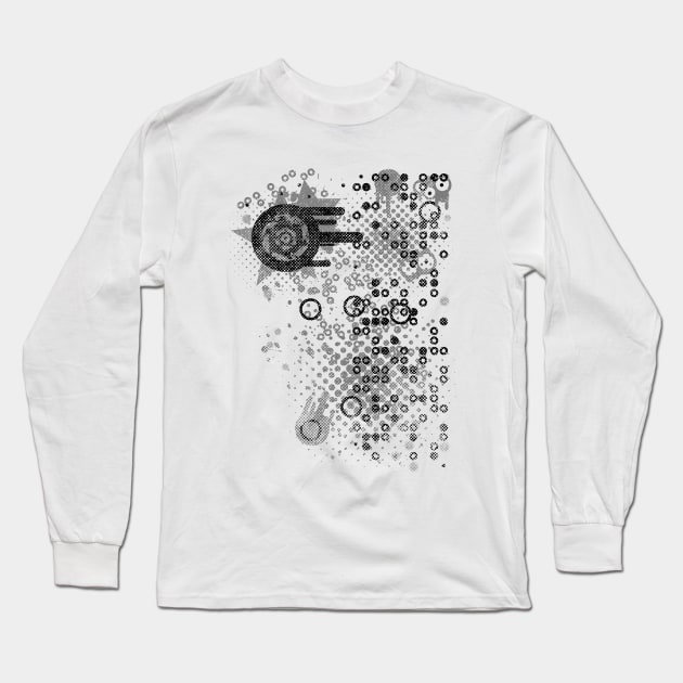 Abstract Pattern Circles Dots Halftone Star Faces Long Sleeve T-Shirt by ddtk